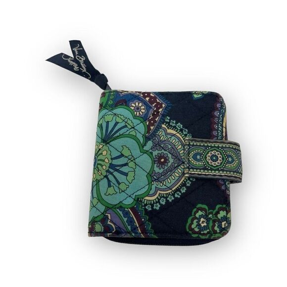Vera Bradley Blue Floral Mini Snap Zippered Wallet - Picture 1 of 10